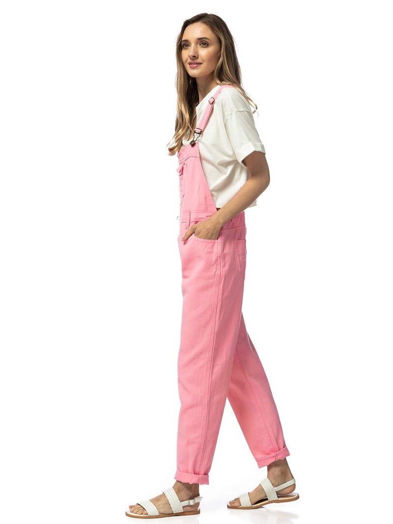Anna-Kaci Womens Overalls Casual Vintage Loose Straight Leg Denim Bib Overalls Jean Jumpsuits Pink Large/X-Large - Image 4